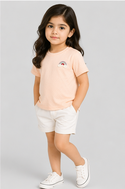 Girls Soft Breathable Peach Summer T-Shirt