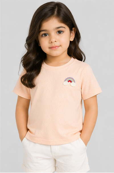 Girls Soft Breathable Peach Summer T-Shirt