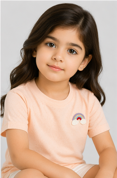 Girls Soft Breathable Peach Summer T-Shirt