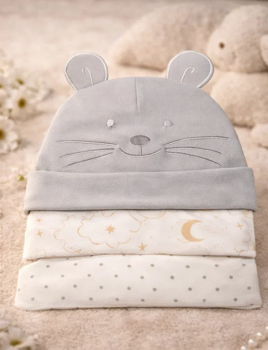 Baby Mouse Ear Beanie Set of 3