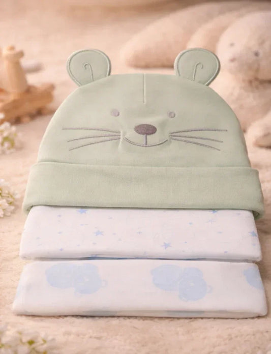 Baby Mouse Ear Beanie Set of 3