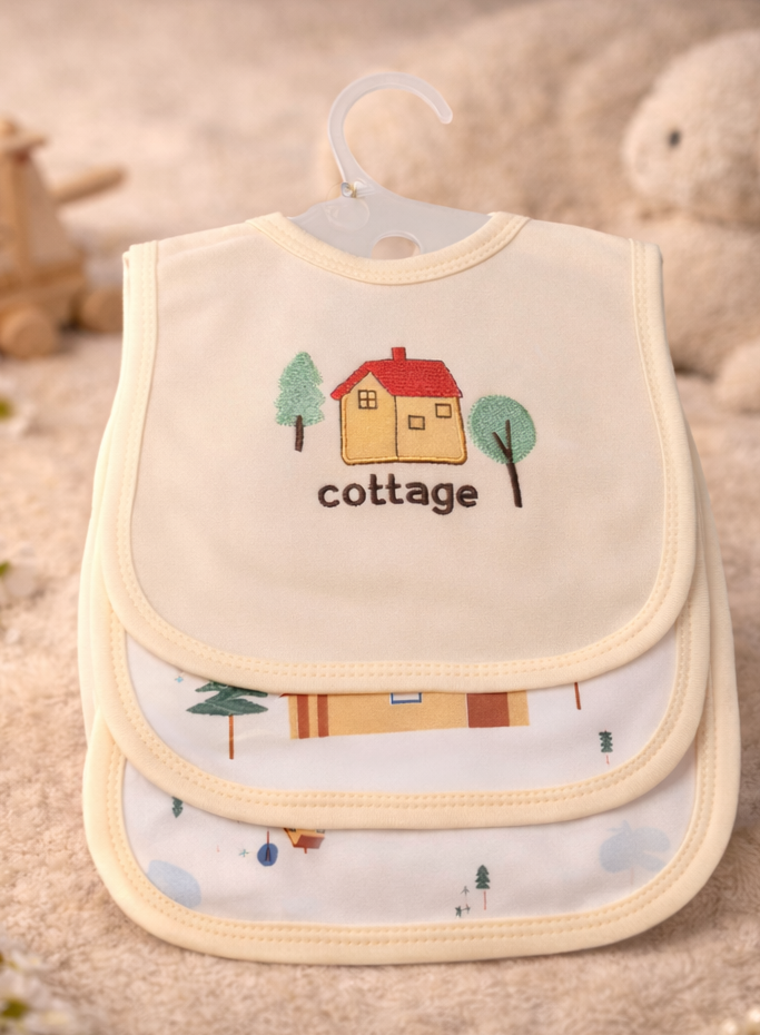 Baby Cottage Scene Bib Set of 3
