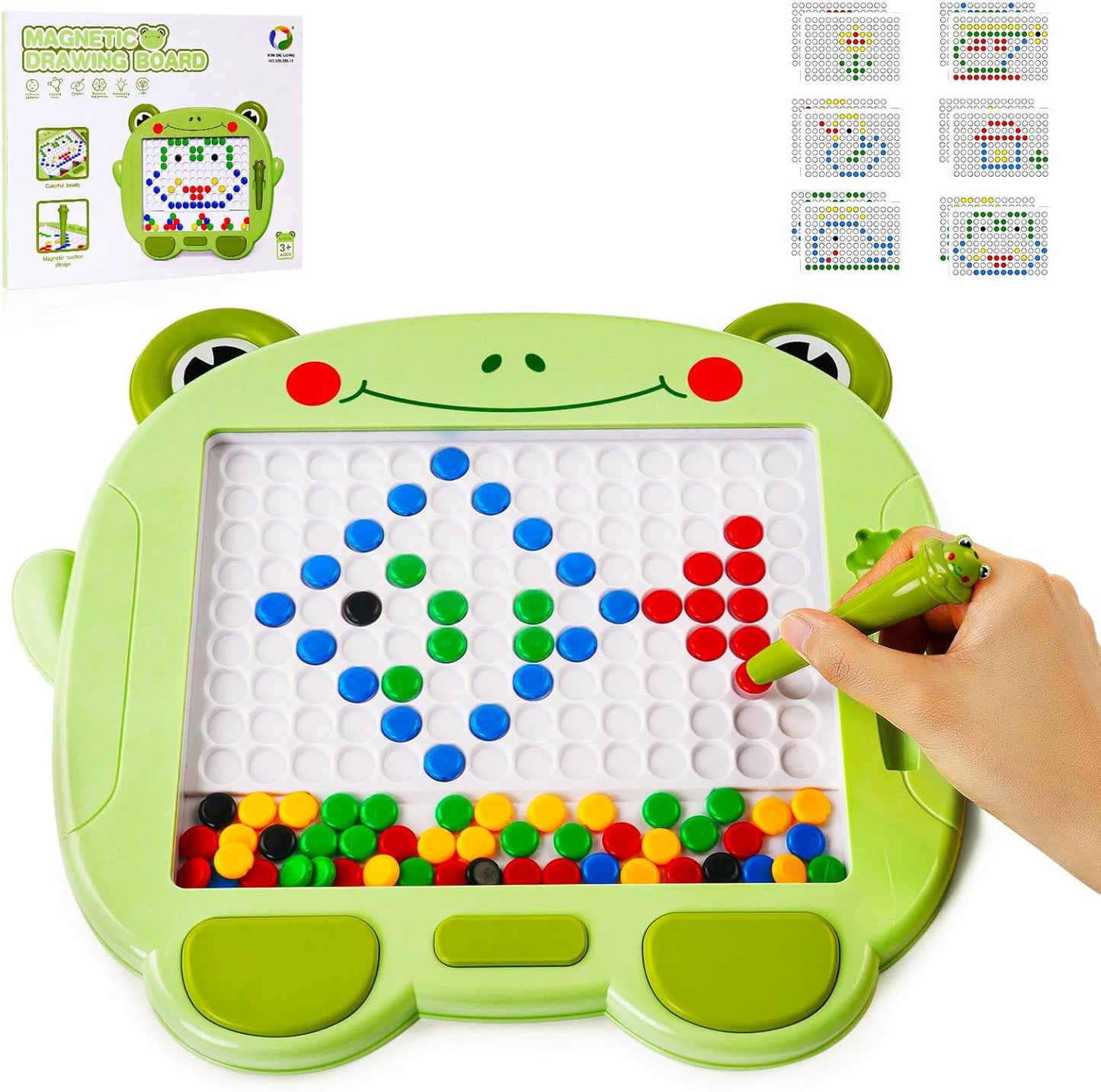 Frog Magnetic Drawing Board - Colorful Bead Art & Pattern Game (3+)