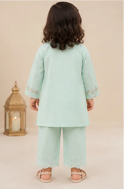 Girls Embroidered Kurta Set – Ferozi blue