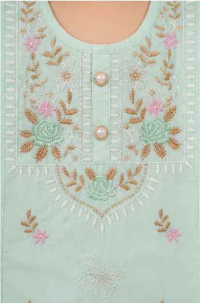 Girls Embroidered Kurta Set – Ferozi blue