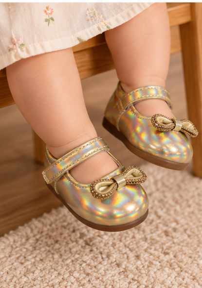 Girls’ Golden Bow Mary Jane Shoes