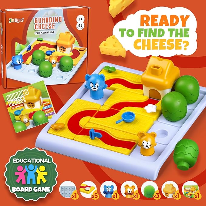 Guarding Cheese Educational Board Game - Fun STEM Learning Strategy Game for Kids Ages 3+ with 48 Challenges