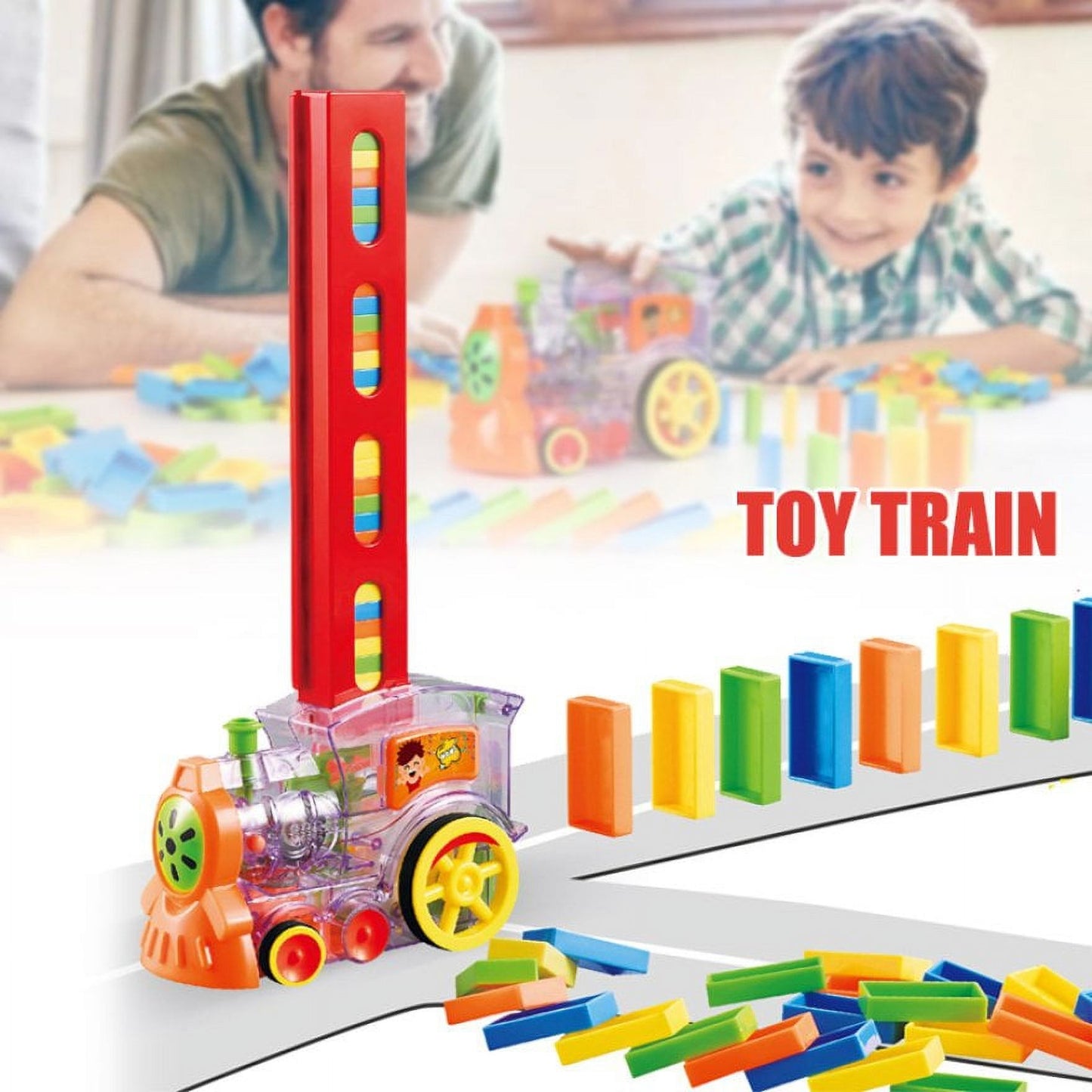Electric Domino Train Automatic Laying Toy Set with Lights & Sounds (Ages 3+)