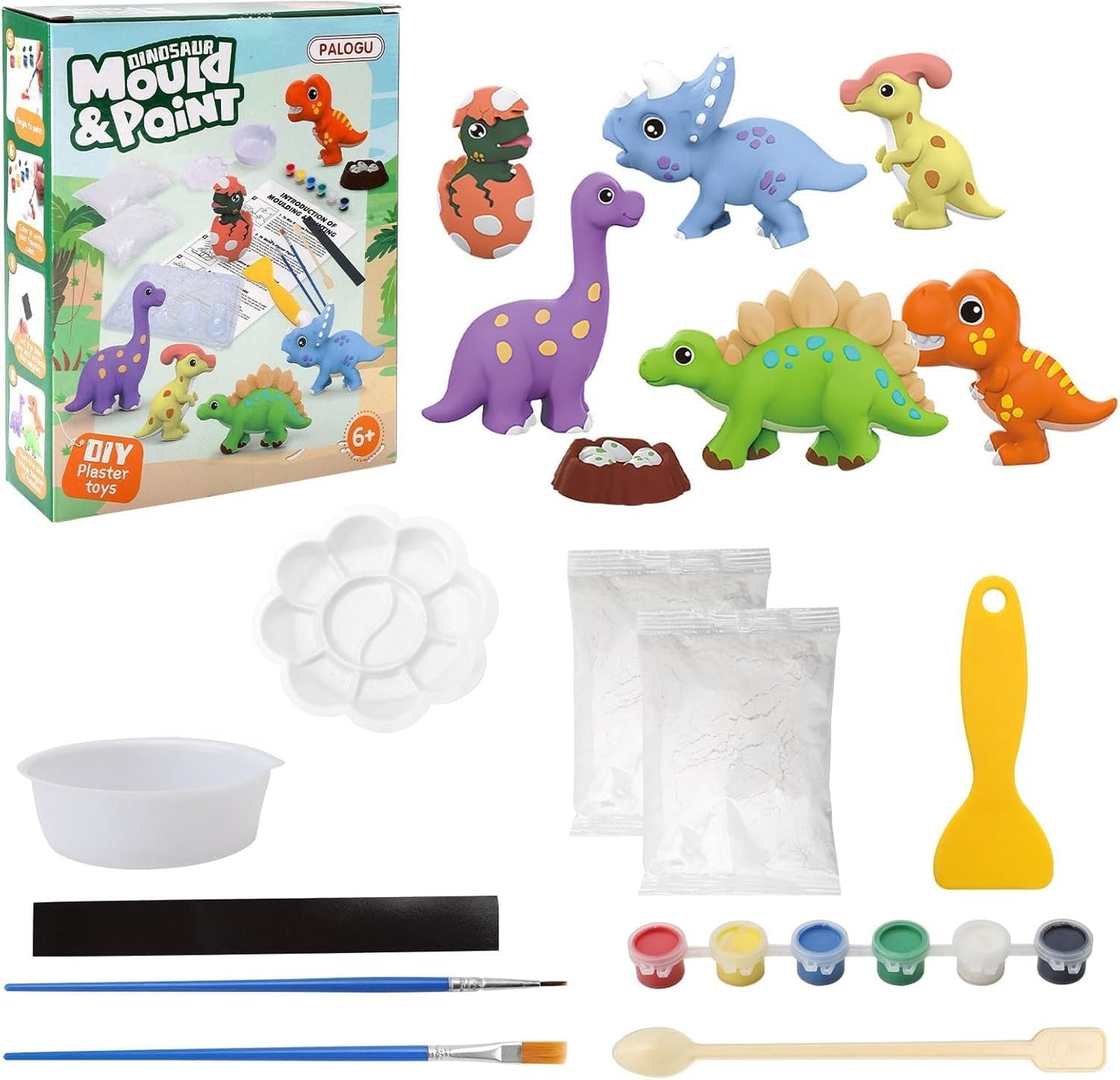 Palogu DIY Dinosaur Mould & Paint Plaster Craft Kit for Kids (Ages 6+)