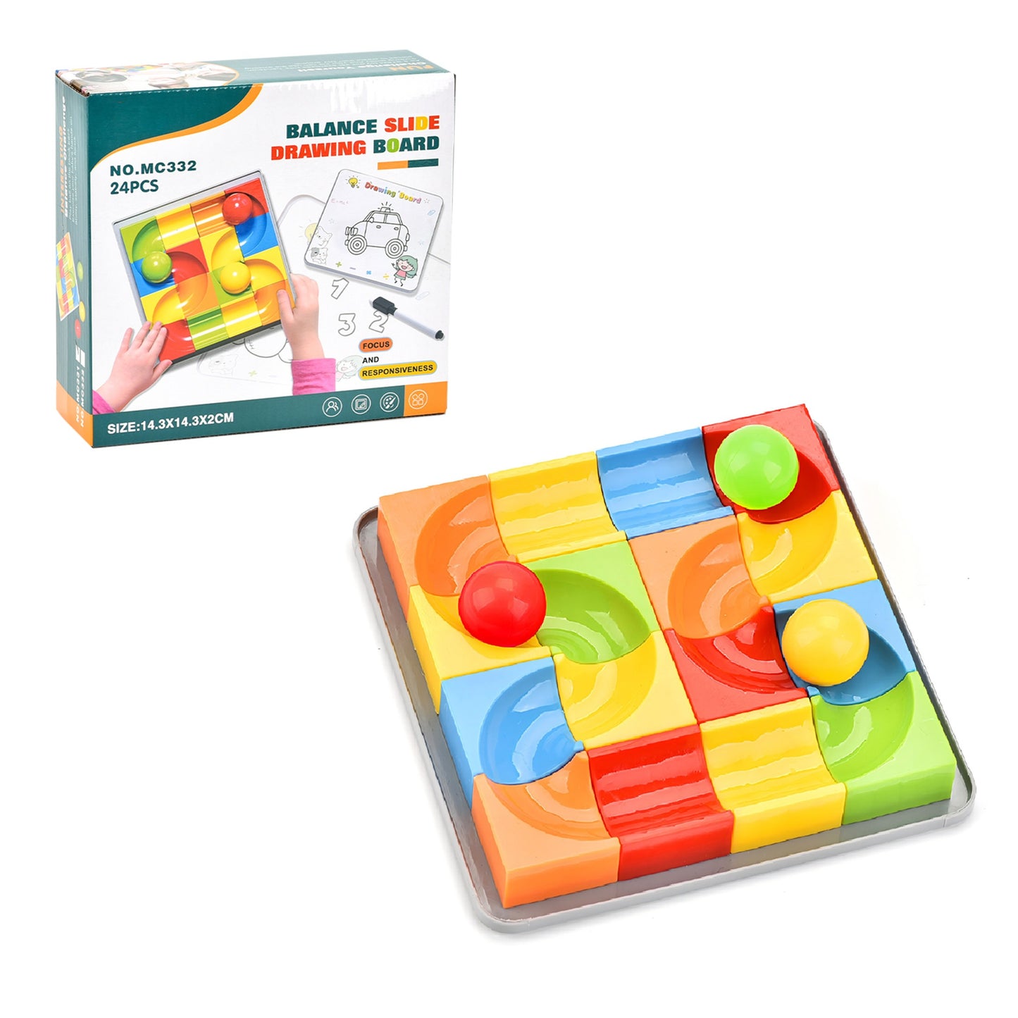 Childlike 2-in-1 Balance Slide Maze & Drawing Board Set (24 Pcs, Ages 3+)