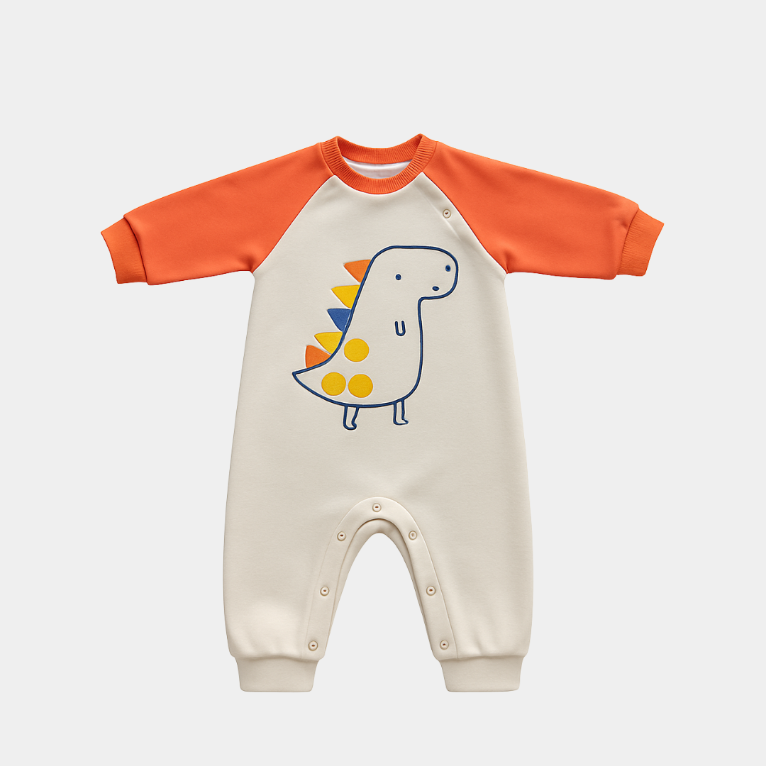 "Warm Sherpa Fleece Romper | Unisex Baby & Toddler Dino Jumpsuit"
